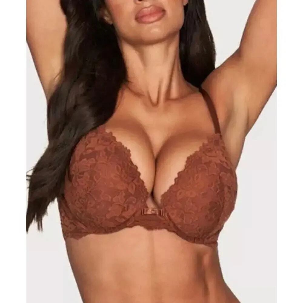 NWT Frederick's of Hollywood Brown Jessica Convertible Lace Push Up Bra Size 32C